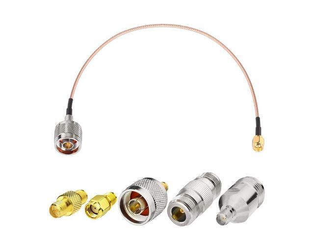 SUPERBAT SMA Male to N Male RF Coaxial Coax Cable 6inches + 5pcs RF Coax Adapter Kit, SMA-N Cable + SMA to N Male/Female Adapter KIT for Celling...