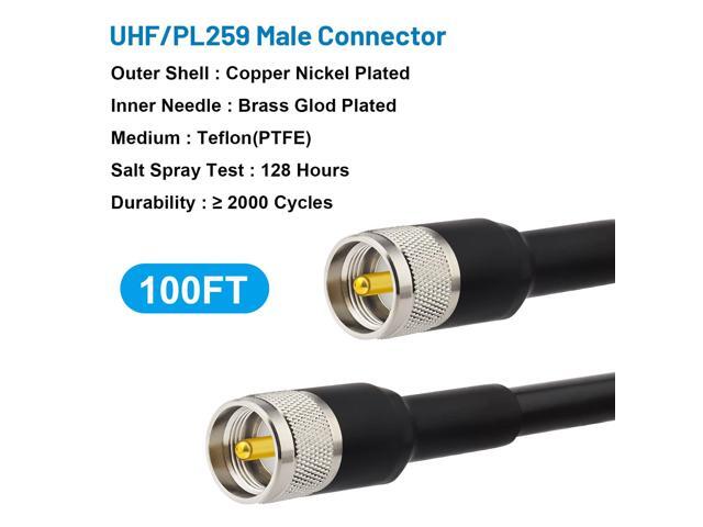 UHF CB Coax Cable, 100ft KMR400 PL259 Male to Male Coaxial Cable Low Loss UHF Cable CB Coax Cable for HAM Radio, VHF Radio, SWR Meter, Antenna...