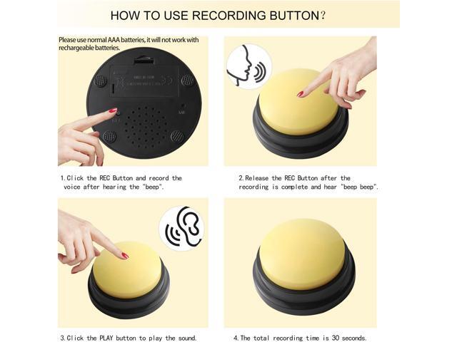 Voice Recording Button, Dog Buttons for Communication Pet Training Buzzer, 30 Second Record & Playback, Funny Gift for Study Office Home 4 Packs