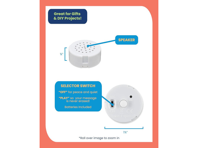 Multi-Message Voice Recorder for Plush Toy, Stuffed Bear Toy, Baby Doll Toy,and Pillow (60 Sec - 1 Pack)