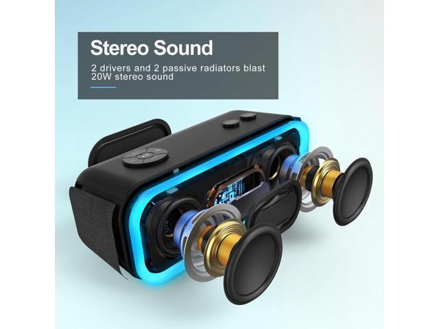DOSS SoundBox Pro Bluetooth Speaker with 20W Stereo Sound, Active Extra Bass, IPX6 Waterproof, Bluetooth 5.0, TWS Pairing, Multi-Colors Lights, 20...