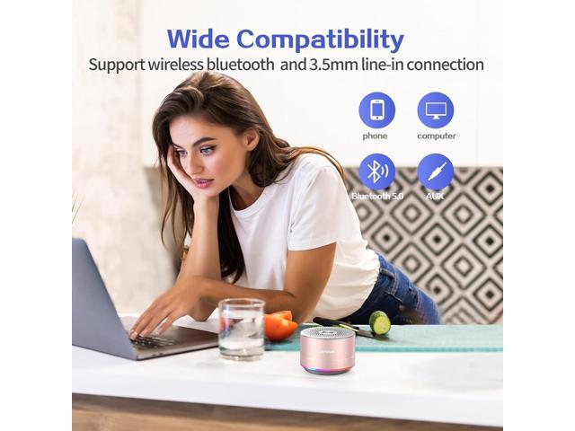 LENRUE A2 Portable Wireless Bluetooth Speaker with Lights and Lanyard,5W Mini Small Metal Speakers Bluetooth 5.0/Aux-in for iPhone Android Home...