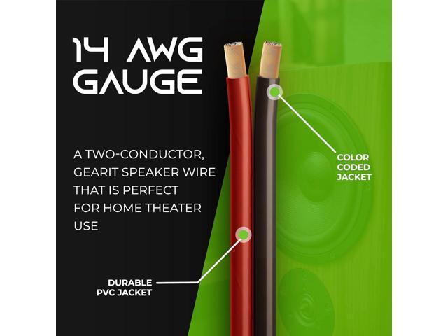 14 Gauge Car Speaker Wire, GearIT Pro Series (100 Feet, Soft Touch Translucent Red / Black) Copper Clad Aluminum CCA 14 AWG Automotive Car Speaker...