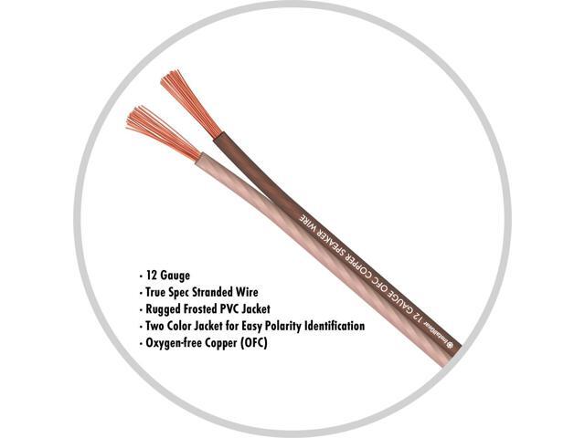 InstallGear 12 Gauge Speaker Wire (30ft) - Brown 12 AWG Speaker Wire Speaker Cable 99.9% - Oxygen-Free Copper - True Spec and Soft Touch Cable -...
