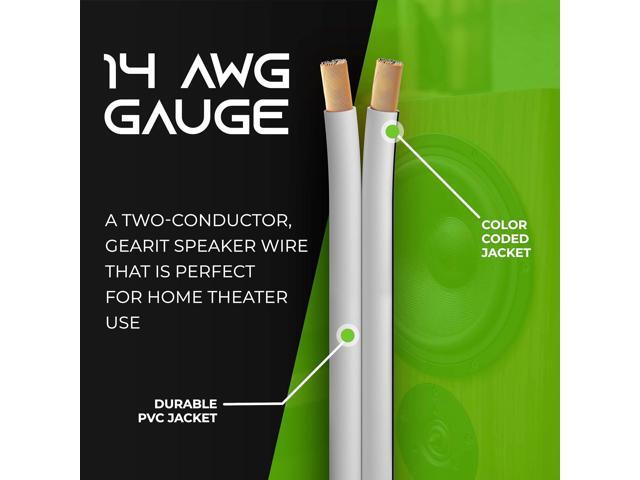 14AWG Speaker Wire, GearIT Pro Series 14 AWG Gauge Speaker Wire Cable (100 Feet / 30.48 Meters) Great Use for Home Theater Speakers and Car...