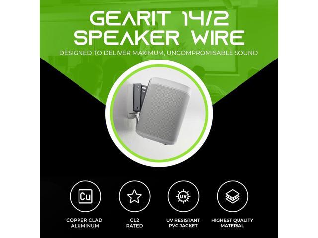 GearIT 14/2 Speaker Wire (200 Feet) 14 Gauge (Copper Clad Aluminum) - Fire Safety in Wall Rated Audio Speaker Wire Cable / CL2 Rated / 2 Conductors...