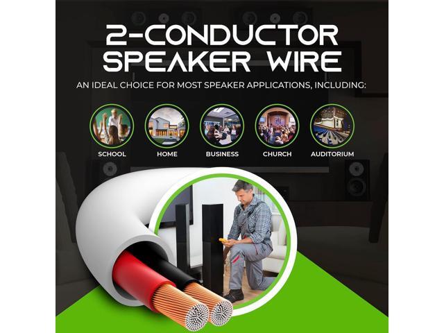 GearIT 14/2 Speaker Wire (200 Feet) 14 Gauge (Copper Clad Aluminum) - Fire Safety in Wall Rated Audio Speaker Wire Cable / CL2 Rated / 2 Conductors...