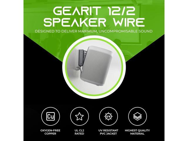 GearIT 12/2 Speaker Wire (250 Feet) 12AWG Gauge - in Wall Audio Speaker Wire Cable / CL2 Rated / 2 Conductors - OFC Oxygen-Free Copper, White 250ft