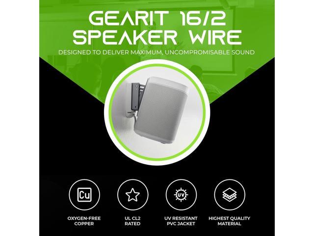 GearIT 16/2 Speaker Wire (50 Feet) 16AWG Gauge - in Wall Audio Speaker Wire Cable / CL2 Rated / 2 Conductors - OFC Oxygen-Free Copper, White 50ft