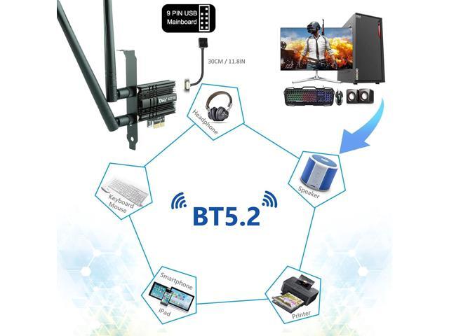 Ubit AX210 WiFi 6E PCIe Wireless WiFi Card Up to 5400Mbps(6GHz/5GHz/2.4GHz),BT5.3,OFDMA,MU-MIMO,Support Win 11/10 64bit Only