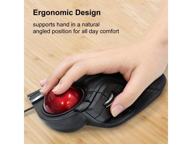 ELECOM HUGE Trackball Mouse, Wired, Finger-Operated, 8-Button Function, Palm Rest Attached, 52mm Smooth Red Ball Windows11, macOS (M-HT1URBK)
