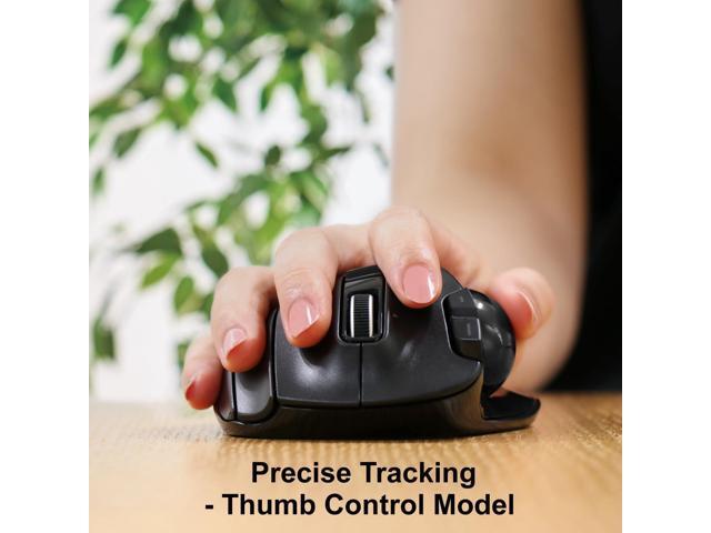 ELECOM EX-G Trackball Mouse, 2.4GHz USB Wireless, Ergonomic Design, Thumb Control, Smooth Roller Ball, Optical Tracking, 6 Programmable Buttons,...