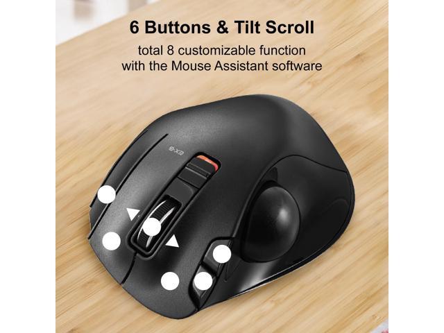 ELECOM EX-G Trackball Mouse, 2.4GHz USB Wireless, Ergonomic Design, Thumb Control, Smooth Roller Ball, Optical Tracking, 6 Programmable Buttons,...
