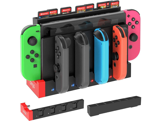 Charger Compatible with Nintendo Switch for Joy con, Charging Dock Stand Station Base and Game Card Storage Holder with 28 Game Card Slots...