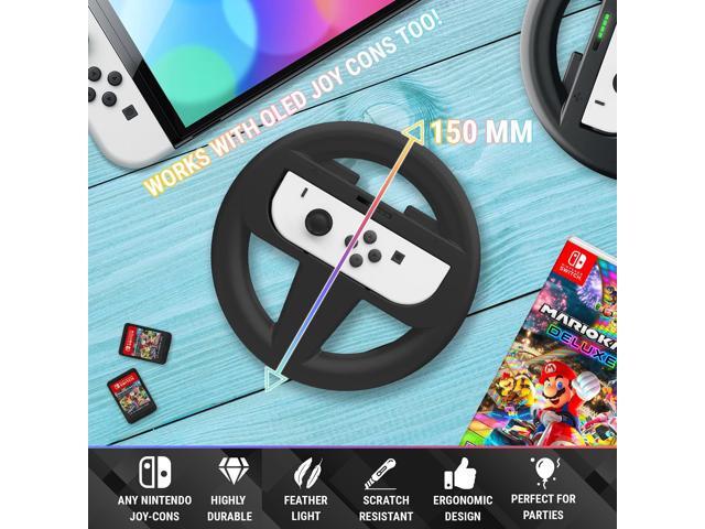 Orzly Steering Wheels for Nintendo Switch & OLED Console JoyCons, Racing Wheels for Mario Kart 8 Deluxe [Mariokart Switch Steering Wheel Joycon...