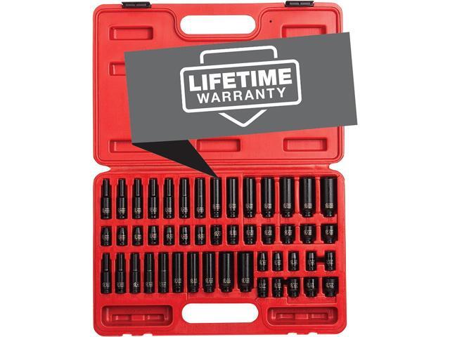 SUNEX TOOLS 1848, 1/4 Inch Drive Master Impact Socket Set, 48-Piece, SAE/Metric, 3/16 Inch - 9/16 Inch, 4mm - 15mm, Standard/Deep, Cr-Mo Alloy...