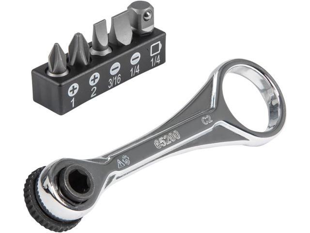Klein Tools 65200 Ratchet Set, 5-Piece Mini Ratchet Set with Phillips, Slotted, and Adapter for Other Socket Sizes, For Tight Spaces