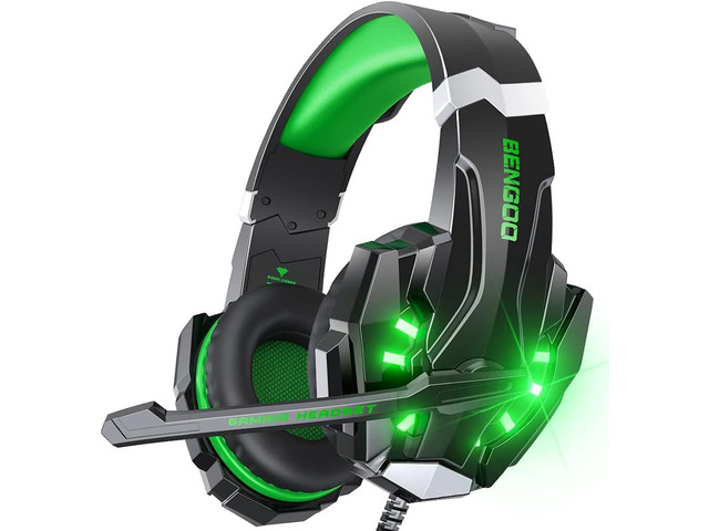BENGOO G9000 Stereo Gaming Headset for PS4 PC Xbox One PS5 Controller, Noise Cancelling Over Ear Headphones with Mic, LED Light, Bass Surround,...