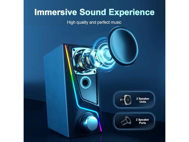 Computer Speakers, PC Speakers with 6 Lighting Modes, USB Powered Computer Speakers for Desktop Monitor with 2 Bass-Boost Ports, 2 Speaker Units,...