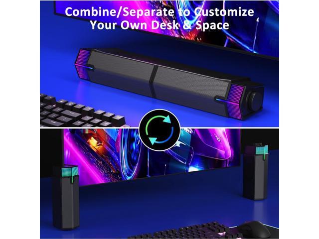 Jeecoo M20 Bluetooth Computer Speakers for PC Desktop Monitor, Gaming PC Sound Bar - Wired USB-Powered, Superb Stereo Sound, with Gradient RGB...