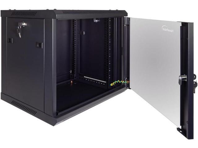 NavePoint 9U Server Cabinet Wall Mount Rack Enclosure Includes 2 Fans, Locking Glass Door, Removable Side Panels 9U Network Cabinet 17.7 Deep, 19...