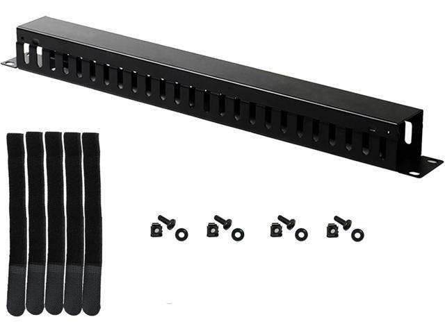 19 Inch 1U Cable Management Horizontal Cable Rack Mount Manager with mounting Screws for Service Rack Cabinet 24 Slot Finger Duct with Cover