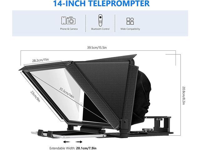 NEEWER X12 14 inch Aluminum Alloy Teleprompter for iPad Tablet Smartphone DSLR Cameras with Remote Control, Carry Case, APP Compatible with...