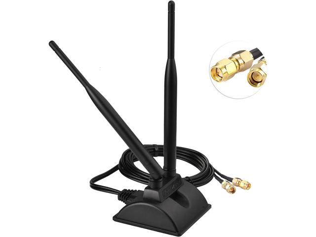 Eightwood 2.4GHz 5GHz Dual Band WiFi Antenna RP-SMA Male Connector with SMA Male to RP-SMA Female Adapter (2-Pack) for PCI-E WiFi Network Card USB...
