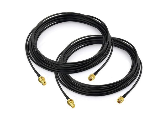 Bingfu WiFi Antenna Extension Cable 2-Pack RP-SMA Male to RP-SMA Female Bulkhead Mount RG174 Cable 5m 16.5 feet for WiFi Router Security IP Camera...