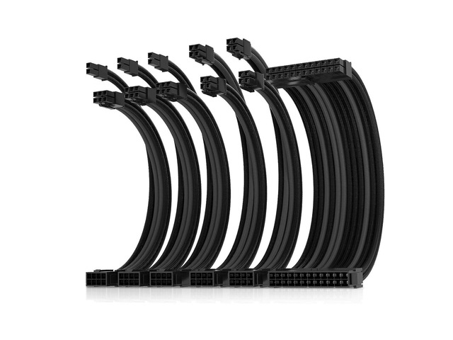 AsiaHorse Power Supply Sleeved Cable for Power Supply Extension Cable Wire Kit 1x24-PIN/ 2x8-PORT (4+4) M/B,3x8-PORT (6+2) PCI-E 30cm Length with...