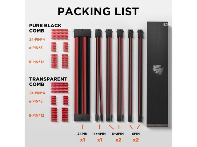 ASIAHORSE 16AWG PSU Cable Extension Power Cords, Customized Power Supply Mod Sleeve Extension Cable, ATX/EPS/8-pin PCI-E/6-pin PCI-E for PSU Cable