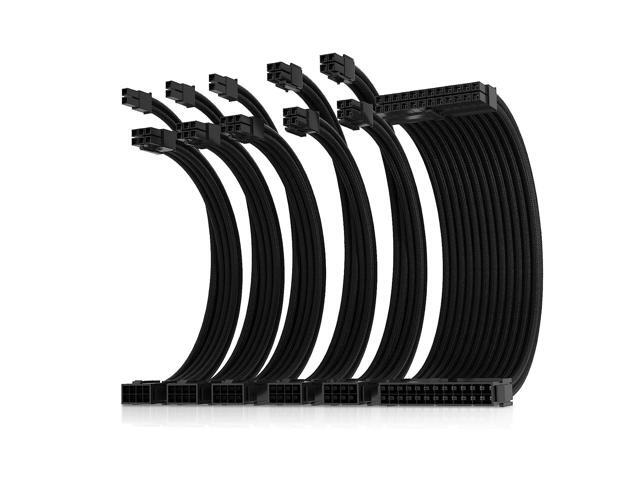 Asiahorse 16AWG Pro Power Supply Sleeved Cable for Power Supply Extension Cable Wire Kit 1x24-PIN/ 2x8-PORT (4+4) M/B,3x8-PORT (6+2) PCI-E 30cm...