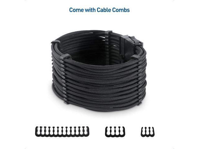 Cable Matters 12-inch 6-Piece Sleeved PSU Extension Cable Kit (Power Supply Extension Cable, PSU Cables Kit) in Black with 24-pin ATX, 4+4 Pin...