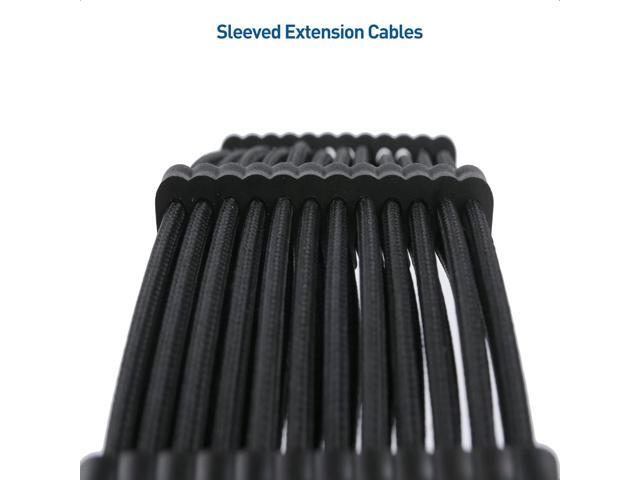 Cable Matters 12-inch 6-Piece Sleeved PSU Extension Cable Kit (Power Supply Extension Cable, PSU Cables Kit) in Black with 24-pin ATX, 4+4 Pin...
