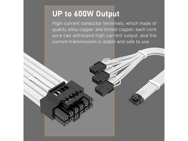 EZDIY-FAB GPU Power Sleeved Cable Extension, 16pin(12+4) 12VHPWR PCIe 5.0 Connector Male to 3X PCIE 8 PIN for RTX 4070Ti/4080/3090Ti, with...