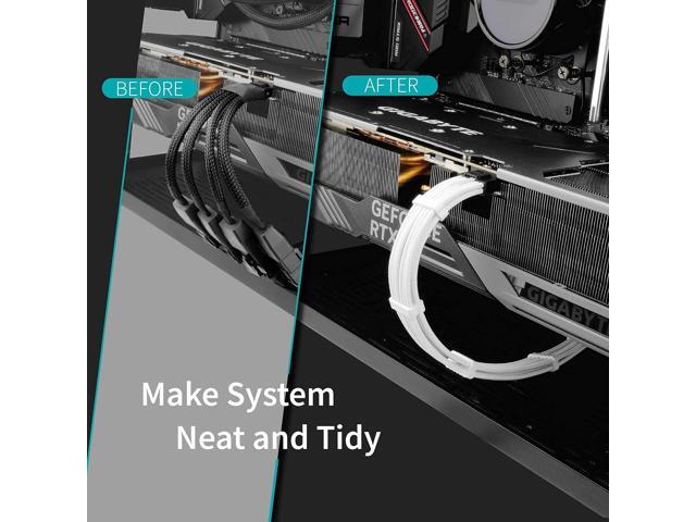 EZDIY-FAB GPU Power Sleeved Cable Extension, 16pin(12+4) 12VHPWR PCIe 5.0 Connector Male to 3X PCIE 8 PIN for RTX 4070Ti/4080/3090Ti, with...