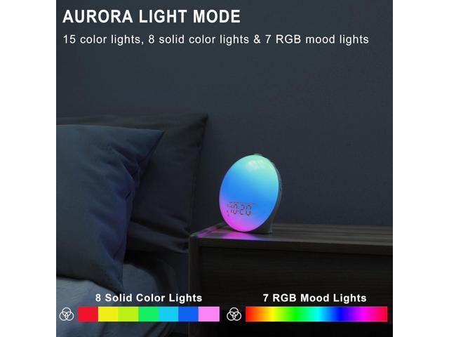 JALL Wake Up Light Sunrise Alarm Clock for Kids, Bedroom, Full Screen with Sunrise Simulation, Dual Alarm, FM Radio, 15 Nightlights, 8 Sounds,...