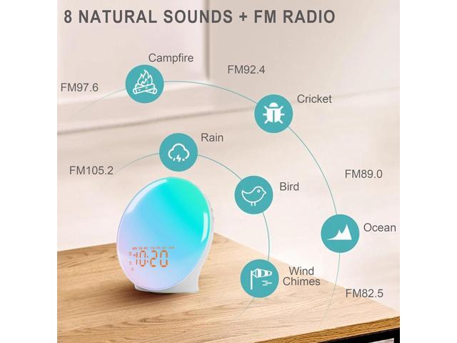 JALL Wake Up Light Sunrise Alarm Clock for Kids, Bedroom, Full Screen with Sunrise Simulation, Dual Alarm, FM Radio, 15 Nightlights, 8 Sounds,...