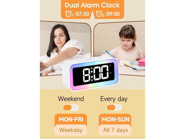 Loud Alarm Clock for Bedrooms with Dynamic RGB Night Light,Heavy Sleepers Adults,Dual Alarm,Dimmer,USB Charger,Small Bedside Digital Clock with Led...