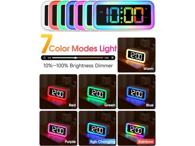 Loud Alarm Clock for Bedrooms with Dynamic RGB Night Light,Heavy Sleepers Adults,Dual Alarm,Dimmer,USB Charger,Small Bedside Digital Clock with Led...