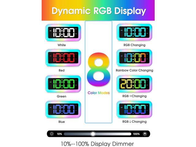 Loud Alarm Clock for Bedrooms with Dynamic RGB Night Light,Heavy Sleepers Adults,Dual Alarm,Dimmer,USB Charger,Small Bedside Digital Clock with Led...