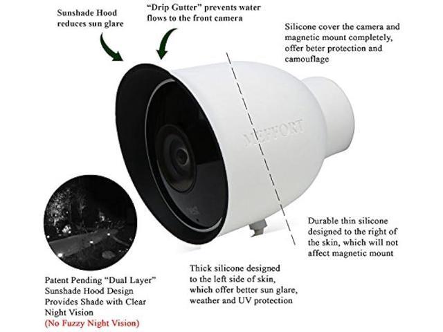 Silicone Skin Case Cover with Dual Layer Sunshade Design (Clear Night Vision) for Nest Cam Outdoor Wired (1st Generation), Offer Sun Glare UV...