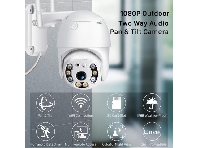 Pan Tilt Outdoor Security Camera, 1080P Home WiFi IP Camera, Pan Tilt Dome Surveillance Cam, Two Way Audio Motion Detection Clear Night Vision...