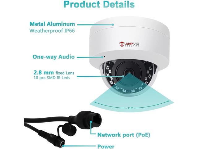 Anpviz 4MP PoE IP Dome Camera with Microphone/Audio, IP Security Camera Outdoor Night Vision 98ft Waterproof IP66 Indoor Wide Angle 2.8mm 24/7...