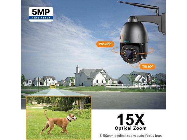 SV3C PTZ WiFi Camera Outdoor, 15X Optical Zoom 5MP Wireless IP Security Camera, Auto Tracking, Floodlight Color Night Vision, 2-Way Audio, Metal...