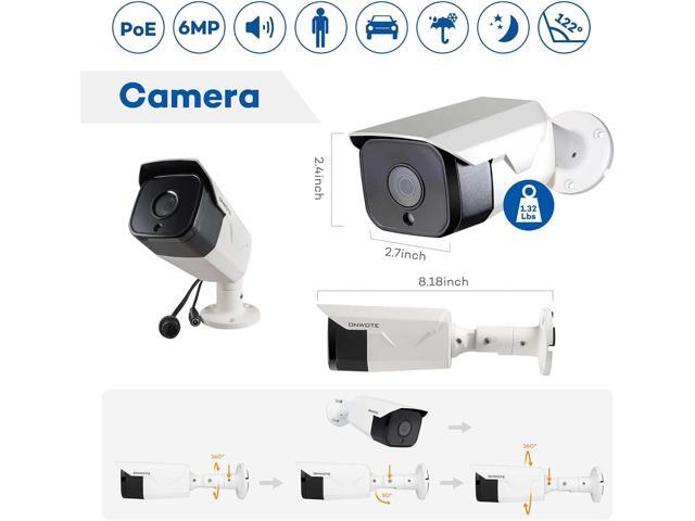 ONWOTE 6MP Super HD PoE IP Security Camera with Audio, Smart AI Human Detection, 3072x2048 6 Megapixels, Indoor/Outdoor, 100ft IR, IP66, Add on...
