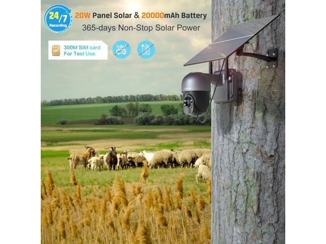 Xega 4G LTE Cellular Security Camera with 20W Solar Panel 20000mAh Built-in Battery - [24/7 Record] Solar No WiFi Security Camera Wireless Outdoor,...