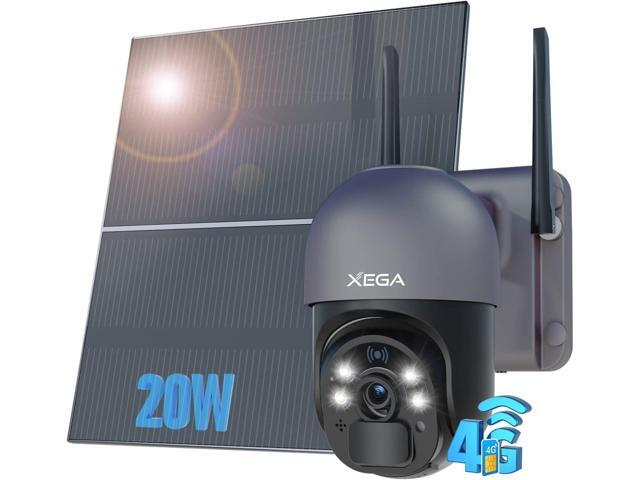 Xega 4G LTE Cellular Security Camera with 20W Solar Panel 20000mAh Built-in Battery - [24/7 Record] Solar No WiFi Security Camera Wireless Outdoor,...