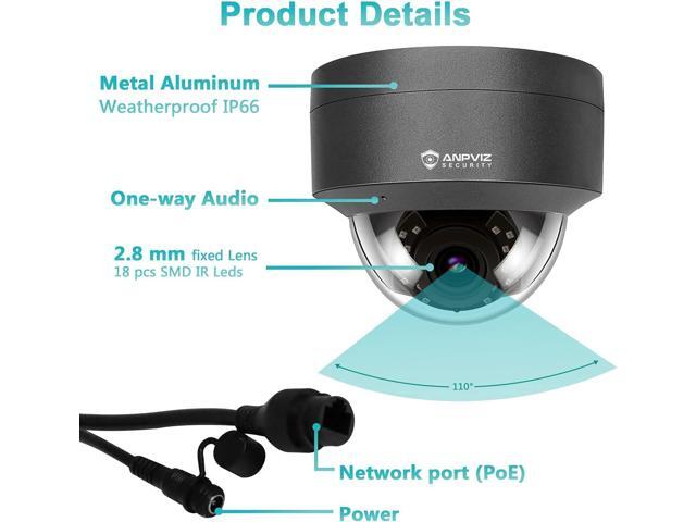 Anpviz 5MP PoE Camera, Outdoor Vandal Dome Security PoE IP Camera with Audio, 98ft Night Vision, H.265, 24/7 Recording Waterproof IP66 Indoor, Wide...