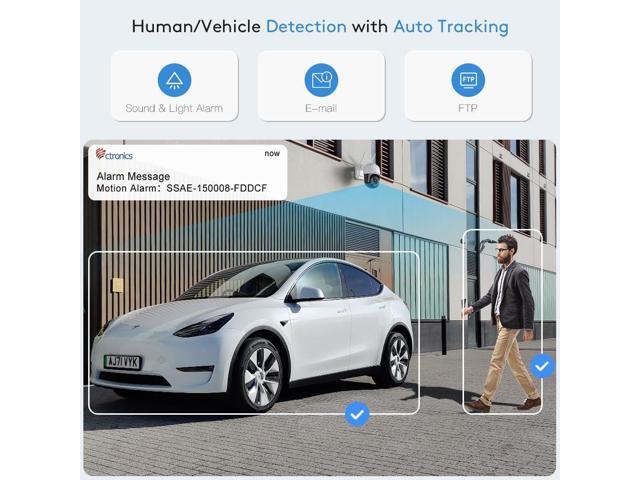Ctronics 4K 8MP Security Camera Outdoor, 2.4/5Ghz WiFi Surveillance IP Camera Outdoor with Smart Human/Vehicle Detection, Auto Tracking, 65ft Color...